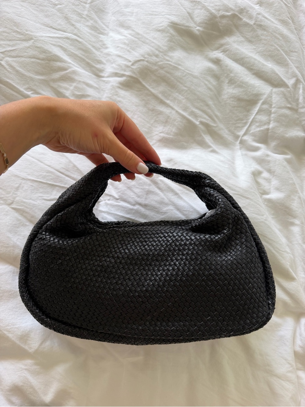 St Agni woven bon bon bag in black